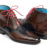Paul Parkman Men's Wingtip Ankle Boots in Brown & Blue