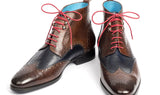 Paul Parkman Men's Wingtip Ankle Boots in Brown & Blue