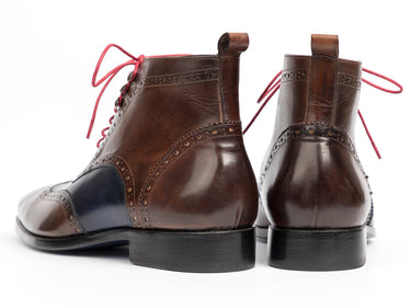 Paul Parkman Men's Wingtip Ankle Boots in Brown & Blue