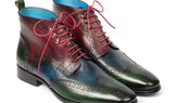 Paul Parkman Men's Wingtip Ankle Boots in Green, Blue & Bordeaux