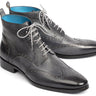 Paul Parkman Men's Hand-Painted Wingtip Ankle Boots in Gray