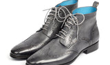 Paul Parkman Men's Hand-Painted Wingtip Ankle Boots in Gray
