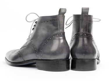 Paul Parkman Men's Hand-Painted Wingtip Ankle Boots in Gray