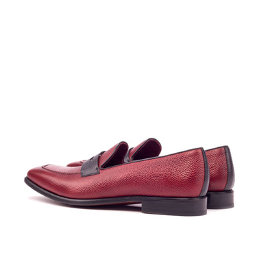 DapperFam Luciano in Red / Black Men's Italian Pebble Grain Leather & Italian Leather Loafer in #color_