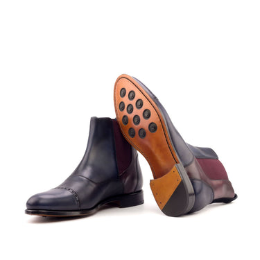 DapperFam Vesuvio in Navy / Burgundy Men's Lux Suede & Italian Leather Chelsea Multi Boot in #color_