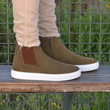 DapperFam Gallant in Khaki Men's Lux Suede Chelsea Sport