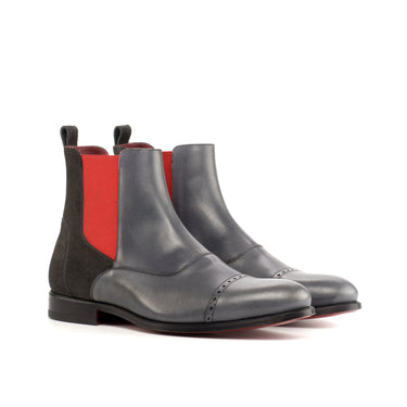 DapperFam Vesuvio in Grey Men's Lux Suede & Italian Leather Chelsea Multi Boot in Grey