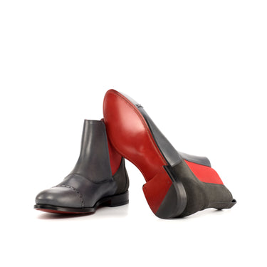 DapperFam Vesuvio in Grey Men's Lux Suede & Italian Leather Chelsea Multi Boot in #color_