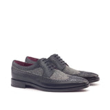 DapperFam Zephyr in Herringbone / Black Men's Sartorial & Italian Leather Longwing Blucher in Herringbone / Black