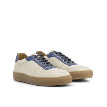DapperFam Rivale in Ivory Men's Italian Suede Trainer in Ivory #color_ Ivory