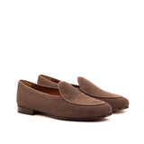 DapperFam Marcello in Brown / Dark Brown Men's Linen & Italian Leather Belgian Slipper