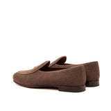 DapperFam Marcello in Brown / Dark Brown Men's Linen & Italian Leather Belgian Slipper