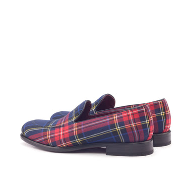 DapperFam Luciano in Tartan / Navy Men's Sartorial & Italian Leather Loafer in #color_