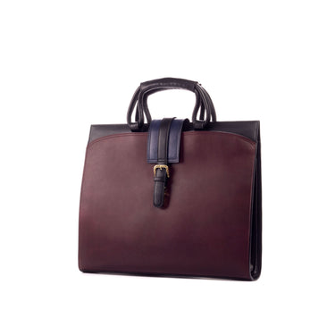 DapperFam Luxe Men's Brief Case in Burgundy Painted Calf