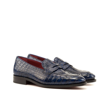 DapperFam Luciano in Navy Men's Italian Leather & Exotic US Alligator Loafer in Navy