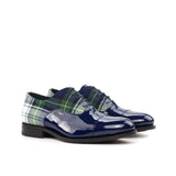 DapperFam Rafael in Tartan / Cobalt Blue Men's Sartorial & Italian Patent Leather Oxford — Style 4349