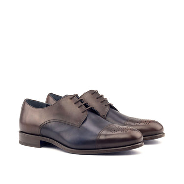 DapperFam Vero in Dark Brown / Navy Men's Italian Leather Derby in Dark Brown / Navy