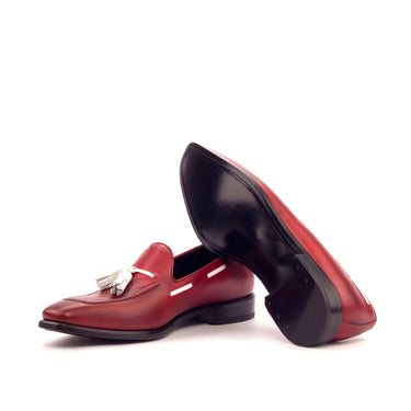DapperFam Luciano in Red / White Men's Italian Leather Loafer in #color_