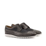 DapperFam Zephyr in Dark Grey Men's Flannel & Italian Leather Longwing Blucher in Dark Grey