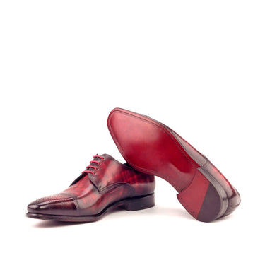 DapperFam Vero in Black / Burgundy Men's Italian Patent Leather & Hand-Painted Patina Derby in