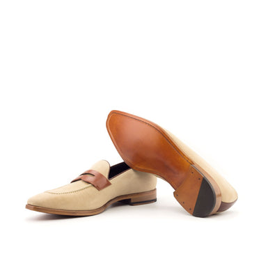 DapperFam Luciano in Taupe / Cognac / Med Brown Men's Italian Leather & Italian Suede Loafer in #color_