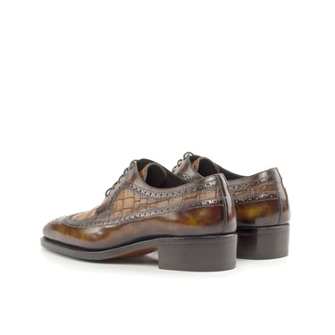 DapperFam Zephyr in Med Brown / Fire Men's Italian Hand-Painted Leather Longwing Blucher in