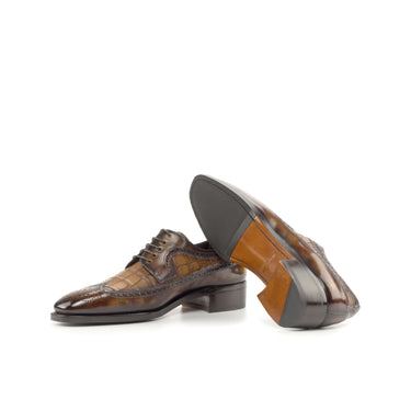 DapperFam Zephyr in Med Brown / Fire Men's Italian Hand-Painted Leather Longwing Blucher