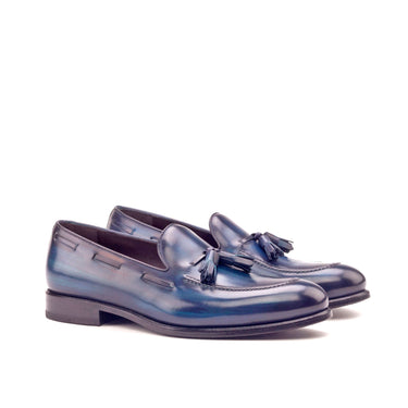 DapperFam Luciano in Denim Men's Hand-Painted Patina Loafer in Denim