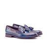 DapperFam Luciano in Denim Men's Hand-Painted Patina Loafer in Denim #color_ Denim