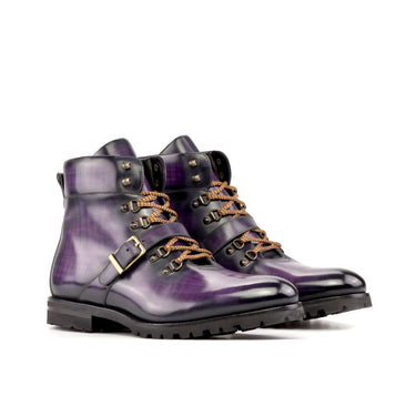 DapperFam Everest in Purple Men's Hand-Painted Patina Hiking Boot in Purple #color_ Purple