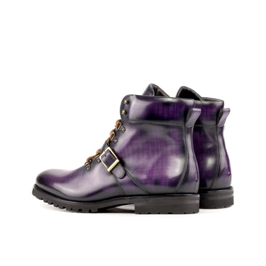 DapperFam Everest in Purple Men's Hand-Painted Patina Hiking Boot in #color_