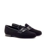 DapperFam Enzo in Black Men's Suede Slipper in Black