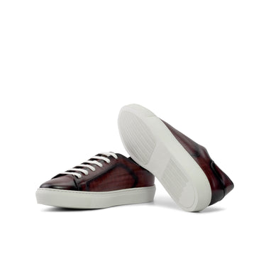 DapperFam Rivale in Burgundy Men's Hand-Painted Patina Trainer in #color_