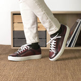 DapperFam Rivale in Burgundy Men's Hand-Painted Patina Trainer