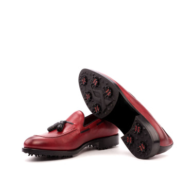 DapperFam Luciano Golf in Red / Black Men's Italian Full Grain Leather & Italian Pebble Grain Leather Loafer in #color_