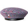 Kangol Tooth Grid Beret Houndstooth Patterned in Maroon / Blue #color_ Maroon / Blue