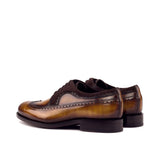 DapperFam Zephyr in Brown / Cognac Men's Italian Suede & Hand-Painted Patina Longwing Blucher