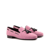 DapperFam Enzo in Black / Plum Men's Linen Slipper in Black / Plum