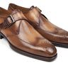 Paul Parkman Men's Wingtip Single Monkstraps in Brown & Camel