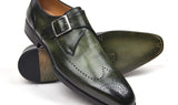 Paul Parkman Men's Wingtip Single Monkstraps in Green