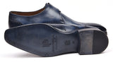 Paul Parkman Men's Wingtip Single Monkstraps in Navy