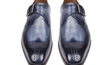 Paul Parkman Men's Wingtip Single Monkstraps in Navy