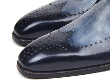 Paul Parkman Men's Wingtip Single Monkstraps in Navy
