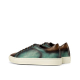 DapperFam Rivale in Denim / Dark Brown Men's Hand-Painted Italian Leather Trainer