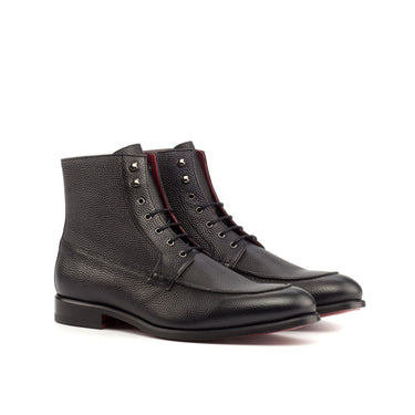 DapperFam Ryker in Black Men's Italian Leather & Italian Pebble Grain Leather Moc Boot in Black #color_ Black
