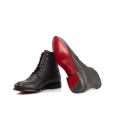 DapperFam Ryker in Black Men's Italian Leather & Italian Pebble Grain Leather Moc Boot in