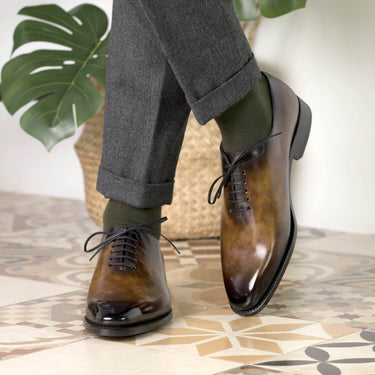 DapperFam Giuliano in Tobacco Men's Hand-Painted Patina Whole Cut in #color_