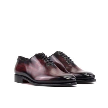 DapperFam Giuliano in Burgundy Men's Hand-Painted Patina Whole Cut in Burgundy