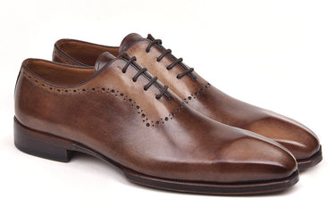 Paul Parkman Men's Leather Oxfords in Antique Brown Burnished