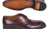 Paul Parkman Men's Leather Apron Derby Shoes in Brown & Bordeaux